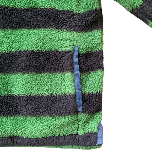 Mini Boden Sherpa Fleece Pullover Boys 5-6Y Green Black Stripe Cozy Teddy - Picture 5 of 6